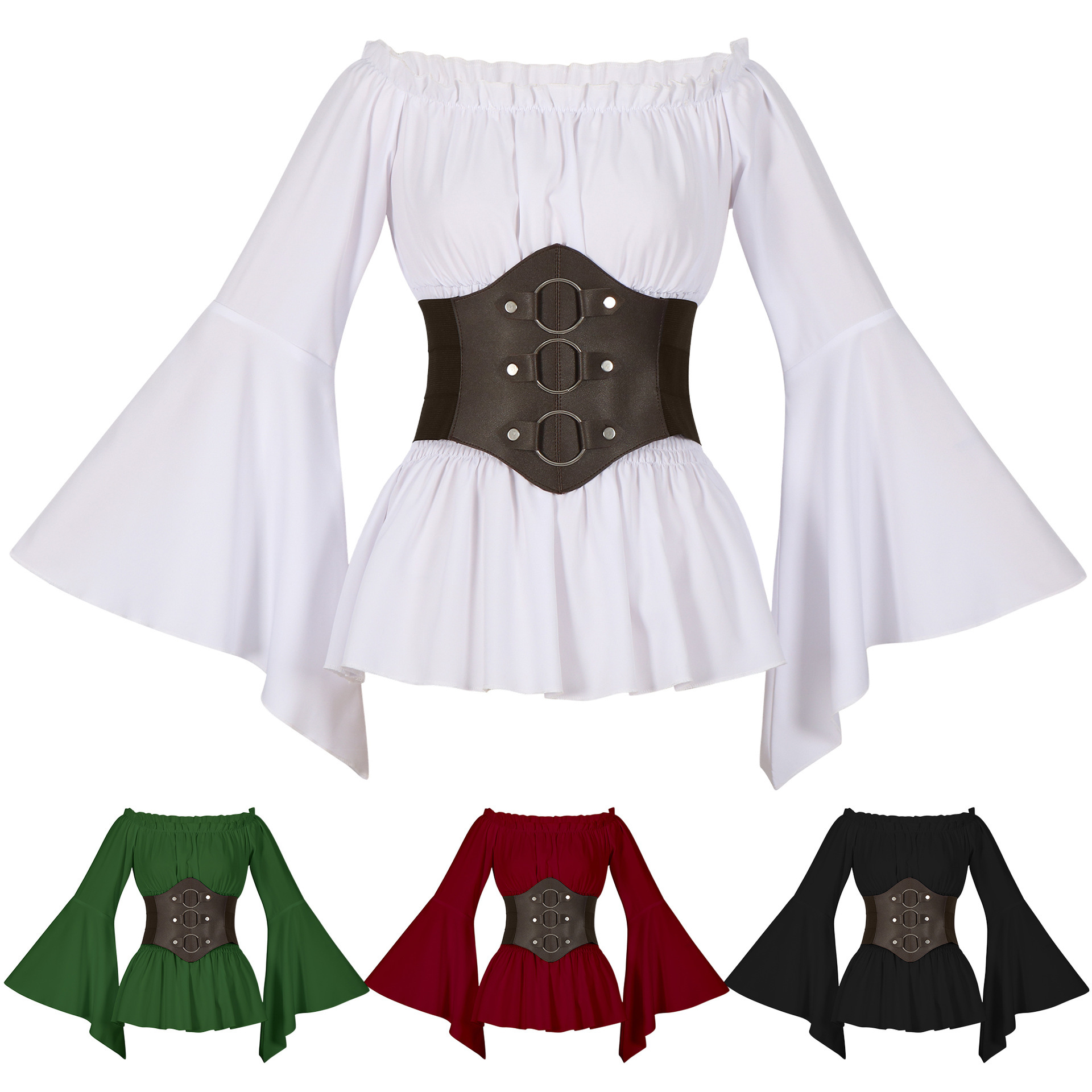 Shirts - Medieval Victorian Pirate Shirt Off Shoulder
