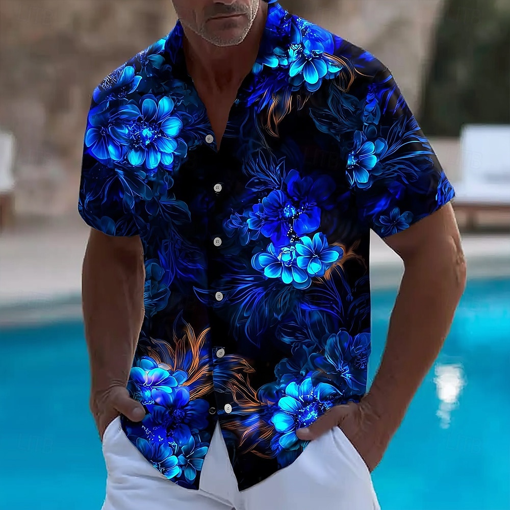 Men's Floral Print Neon Glow F - огляд і ціна Vintage Hawaiian Floral Shirt