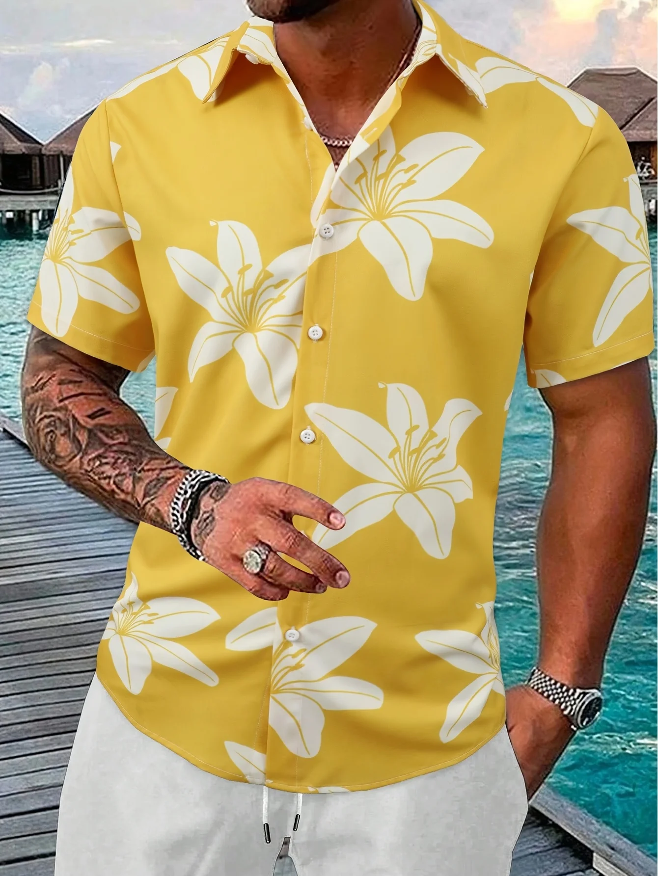 Men Oversized Aloha Hawaiian S - огляд і ціна Vintage Hawaiian Floral Shirt