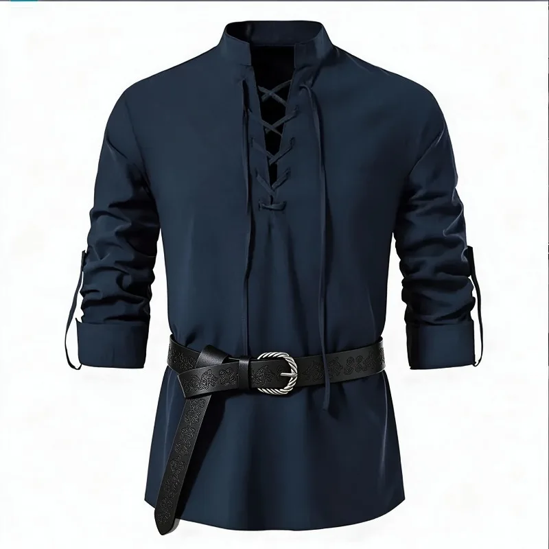 Men Medieval Viking Shirt Stan - огляд і ціна Medieval Gothic Lace Up Pirate Shirt