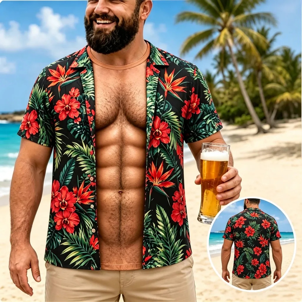New Men's Hawaiian Shirt Short - огляд і ціна Vintage Hawaiian Floral Shirt