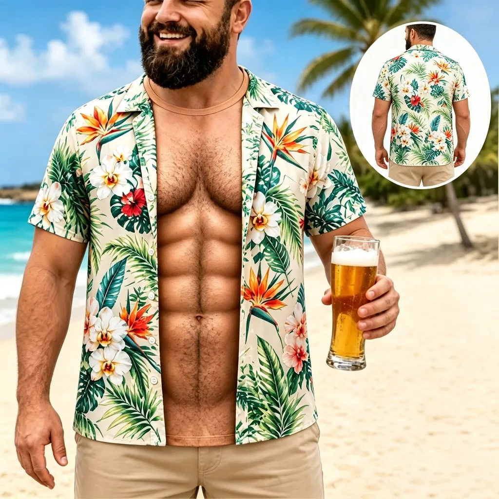New Men's Hawaiian Shirt Short - огляд і ціна Vintage Hawaiian Floral Shirt