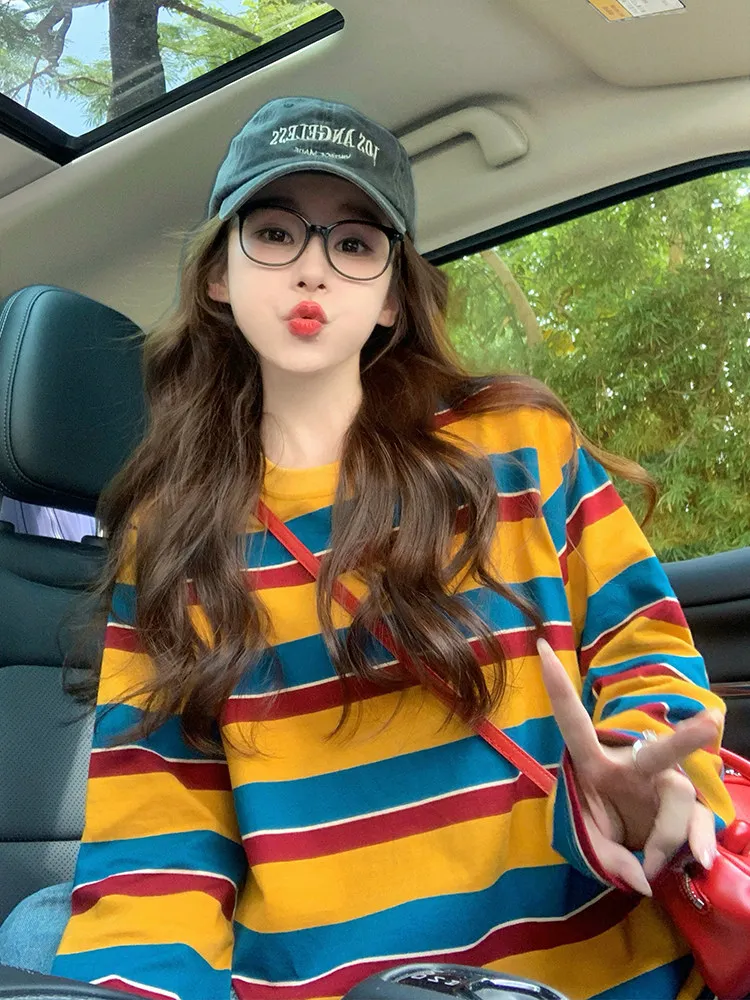 Women Color Block Striped Long - огляд і ціна T-Shirts