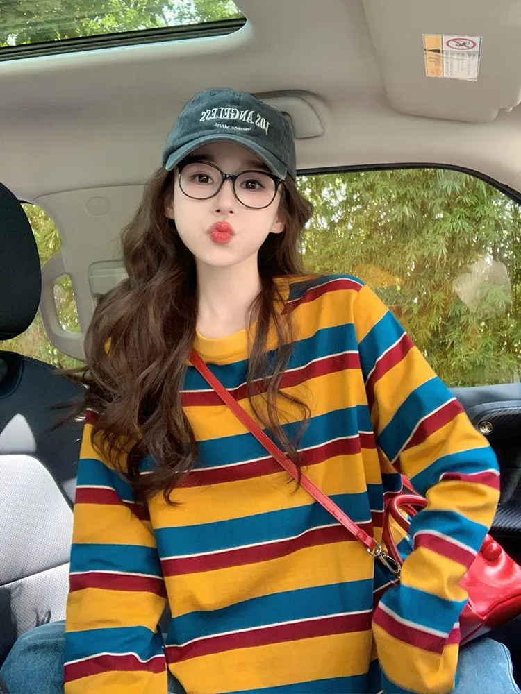 Women Color Block Striped Long - огляд і ціна T-Shirts