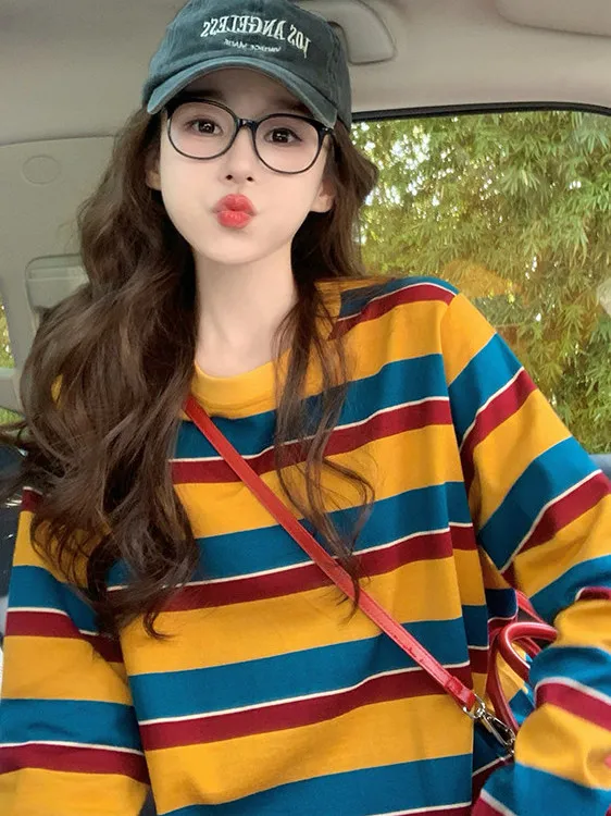 Women Color Block Striped Long - огляд і ціна T-Shirts