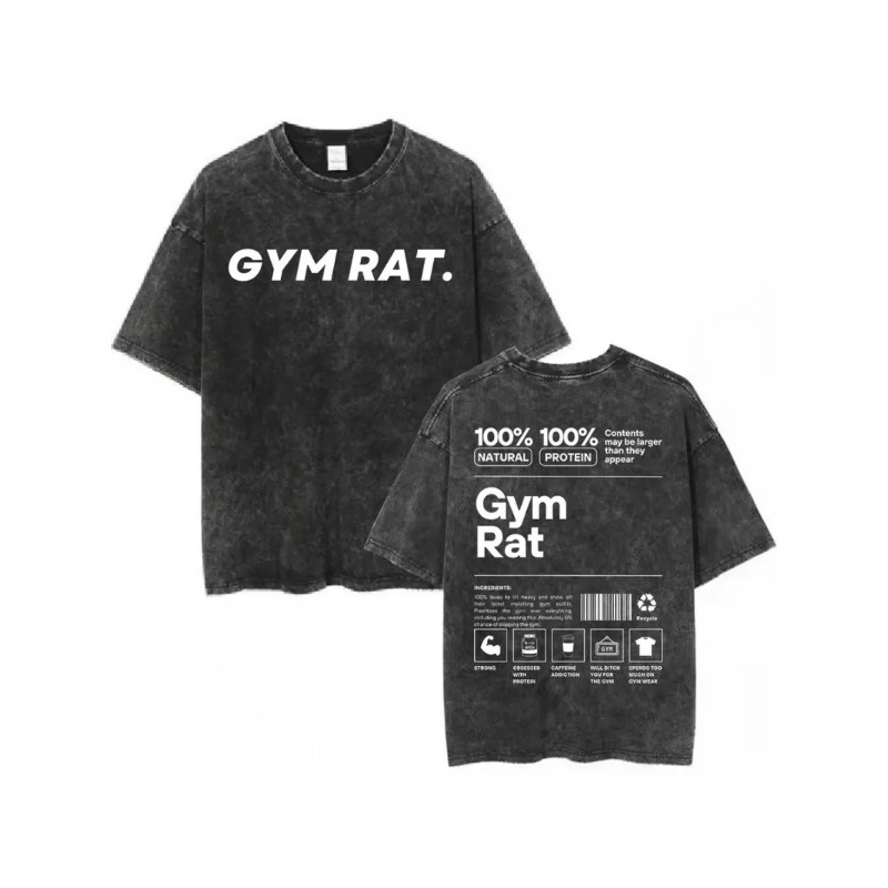Vintage Gym Rat T-Shirt Loose  - огляд і ціна Acid Wash Vintage Graphic T Shirt