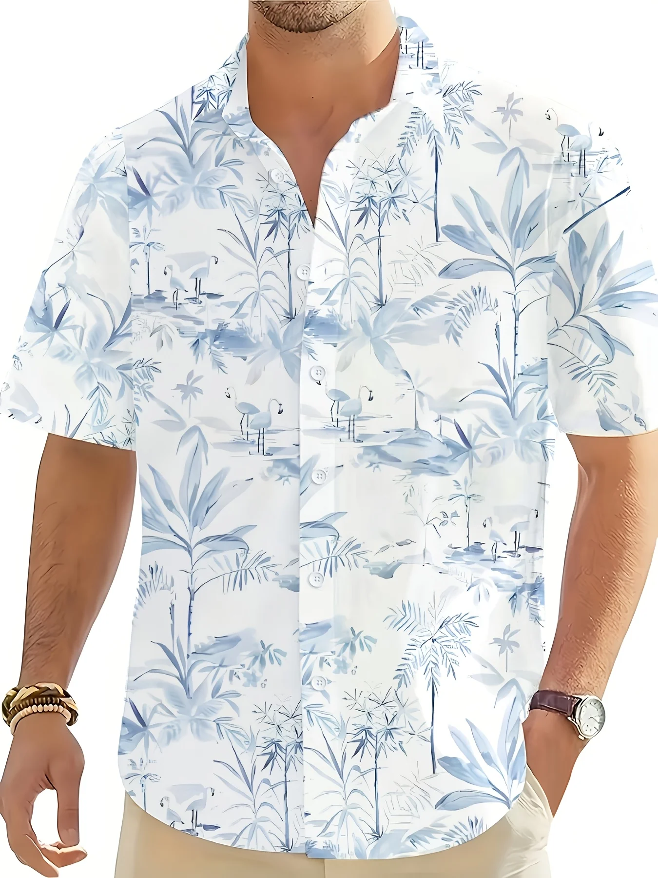 Men Multi Style Light Blue Alo - огляд і ціна Vintage Hawaiian Floral Shirt