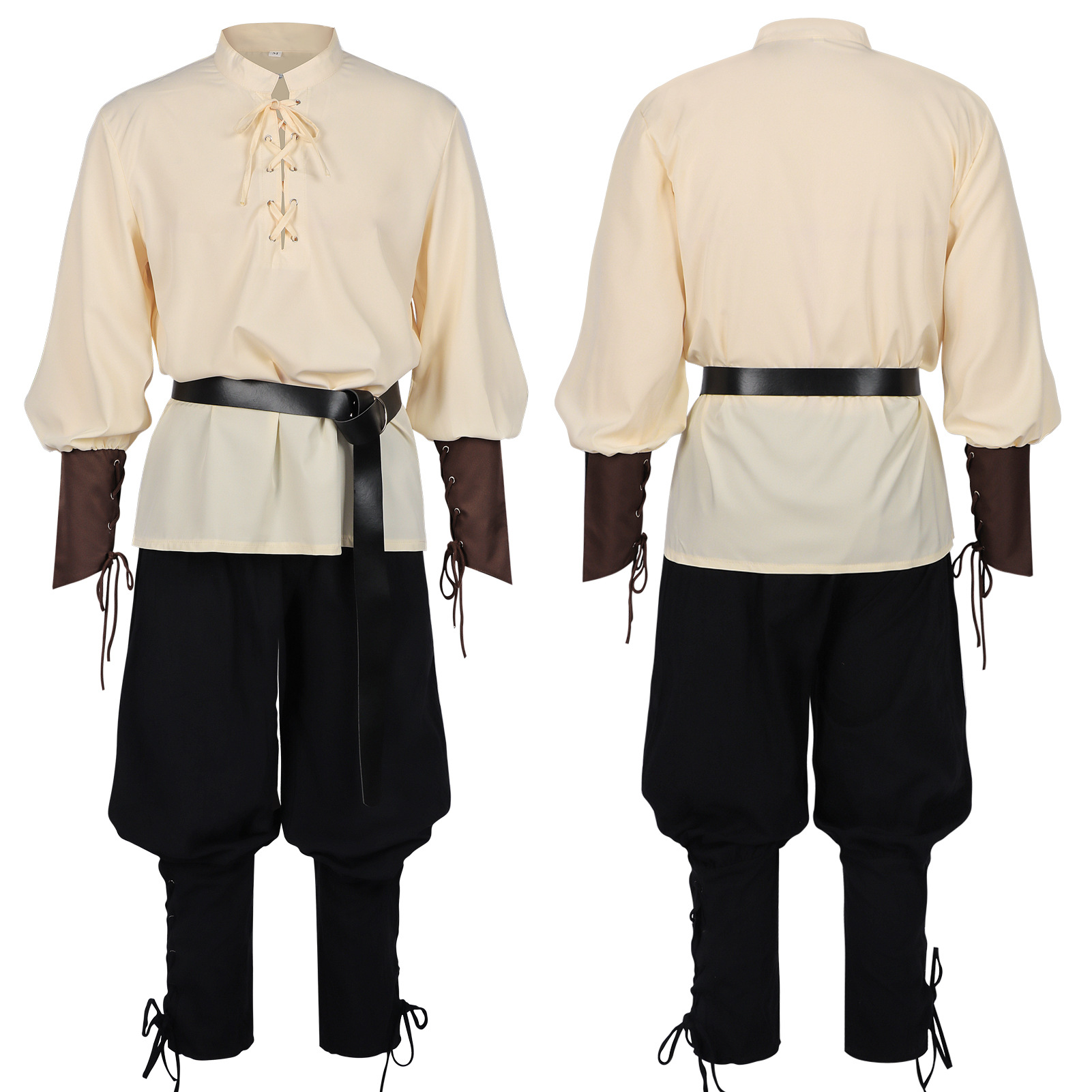 Halloween Pirate Costume Men's - огляд і ціна Medieval Gothic Lace Up Pirate Shirt