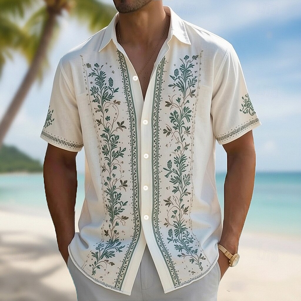 Men's Turndown Collar 3D Print - огляд і ціна Vintage Hawaiian Floral Shirt