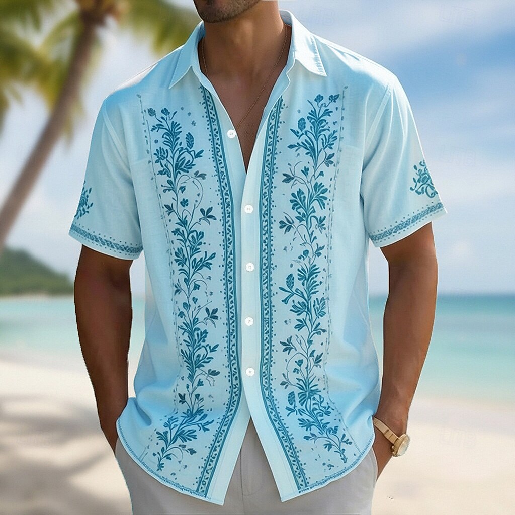 Men's Turndown Collar 3D Print - огляд і ціна Vintage Hawaiian Floral Shirt