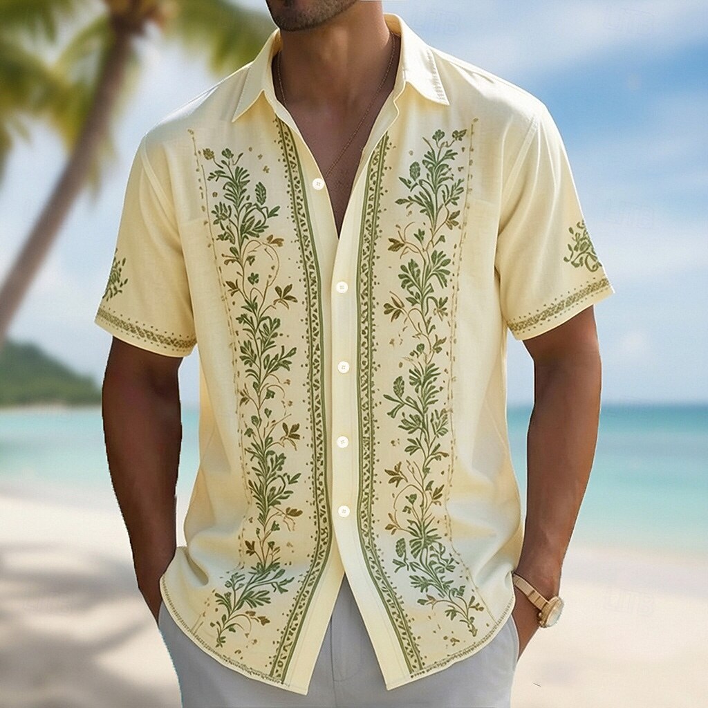 Men's Turndown Collar 3D Print - огляд і ціна Vintage Hawaiian Floral Shirt