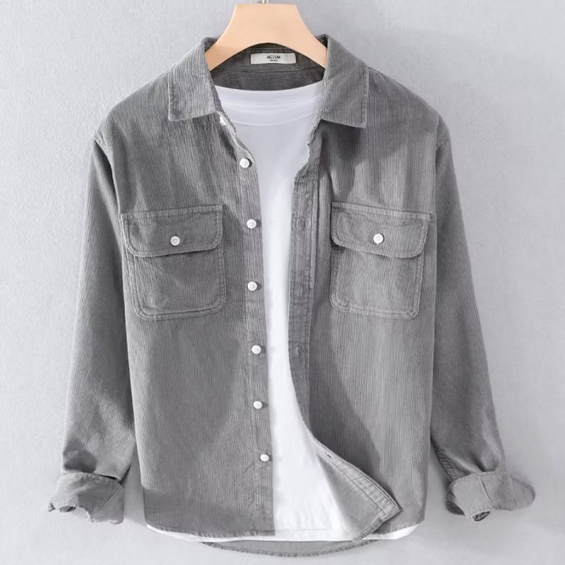 Men's Corduroy Shirt Solid Col - огляд і ціна Corduroy Button Up Shirt Men
